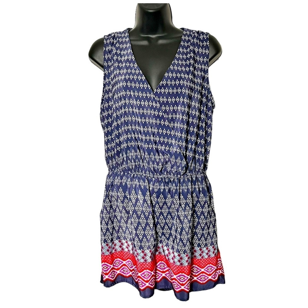 Bebop Tribal Print Romper Size Large Navy/Red